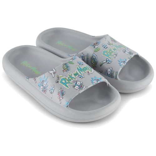 Image of RICK AND MORTY Mens Comfort Slides - Officially licensed Cushion Slides - Rick Sanchez and Morty Smith