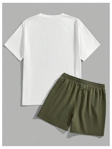 Men's 2 Piece Big and Tall Vacation Set Plus Size Tropical Graphic Short Sleeve T-Shirt and Drawstring Waist Shorts2