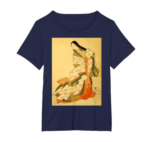 ONO no Komachi The Poetess Japanese Poem Writer Waka Poet T-Shirt, Women's Plus, Navy Blue, 3X