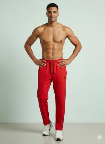 Image of Men's NS Cotton Track Pants, Elastic Waistband, Pockets & Jip Casual Sports Trousers, Gym Sports Workout Plus Size (S to 6XL)