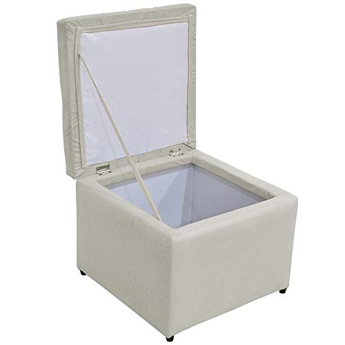 Kit 02 Puffs Baú Porta Objetos L02 Captonê 48x48 cm Suede Bege - Lyam Decor