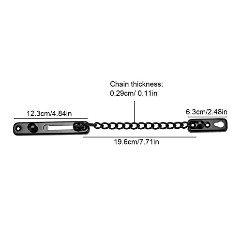 Security Door Chain Safety Door Lock Anti-Theft Chain Latch for Home Security(Black, 201 Stainless Steel) - Image 3