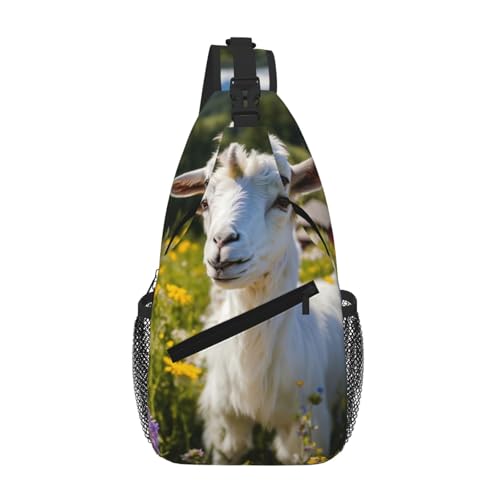 Goat Printing Cross Chest Bag Diagonally Sling Backpack Crossbody Shoulder Bags Sling Travel Hiking Daypack