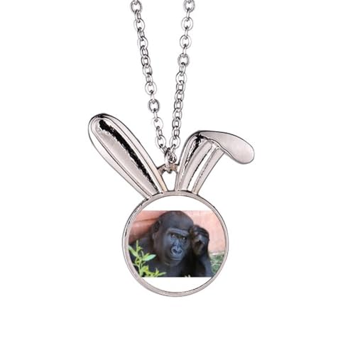 Collier lapin chimpanzé M en argent avec pendentif animal rigolo