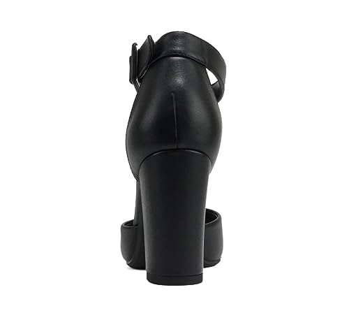 CITYCLASSIFIED “Kelly” ~ Women Comfort Foam Closed Toe Closed Back Counter High Block Heel Pump with Adjustable Ankle Strap2