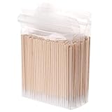 【Hoch Material】Sie sind viel und langlebig. Die Wattestäbchen bestehen aus glattem Holz, verletzen Ihre Haut nicht, Applikatoren mit Baumwollspitze haben kompakte Spitzen, mit weniger Fusseln als normale Tupfer, können sowohl zum Reinigen als auch zum Verschmieren gut funktionieren.