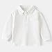 Boys Long Sleeve Pique Polo Shirts Front Button Closure Shirt Soft and Comfortable Summer Casual Uniform Sport Tops White 18-24 Months