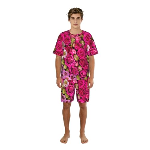 Pyjama court homme en bourgeons de roses pour l'été