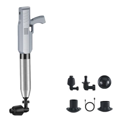 WXQ電動式 トイレつまり解消道具リアルタイムバロメーター付き排水口クリーナ 家庭用 業務用 (グレー)