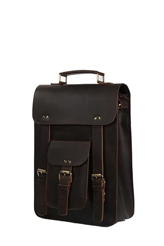 Vintage Leather Satchel Backpack Handmade Brown Laptop & Office Bag for Men and Women 3 Inch Briefcase, Office Messenger Bag3
