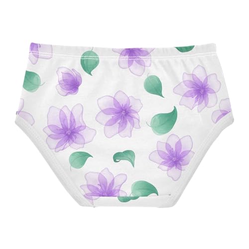 Purple Lotus Watercolor White Toddler Girl Undies, Cotton Underwear Girls, 2T–8 Years2