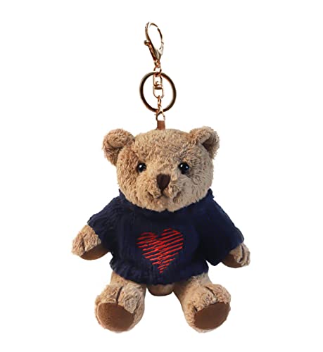 VICKYPOP Belo chaveiro de urso de peluche, chaveiro de urso suave, acessórios para mochila, presente de dia dos namorados para mulheres e homens, azul-marinho, (Heart-blue)
