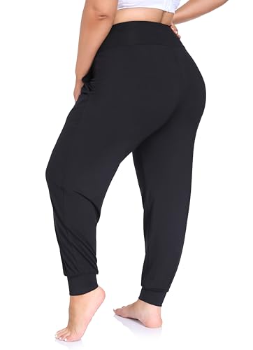 ZERDOCEAN Women's Plus Size Yoga Joggers Pants Casual Comfy Workout Lounge Pants with Pockets3
