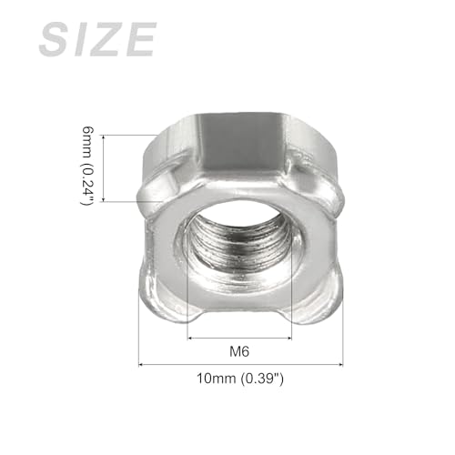 METALLIXITY Vierkantmuttern (M6 x 1mm) 40 Stück, Schweißmuttern aus Kohlenstoffstahl - für landwirtschaftliche Maschinen, Rohrmöbel