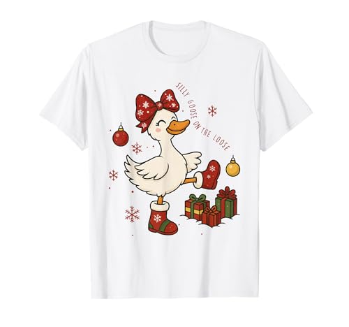Silly Goose on The Loose, Divertido, Christmas Goose Holiday Women Camiseta