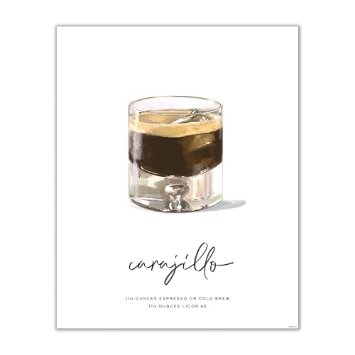 Carajillo Wall Art | 8x10 Unframed Spanish Coffee Cocktail Print & Poster | Espresso Liqueur Recipe for Home Bar, Kitchen, Dining Room | Bar Cart & Lounge Decor | Mod Day Art
