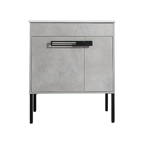 QiangLave 30-Inch Freestanding Vanity with Floating Storage Cabinet, Designed for Two Installation Methods. Includes Vanity Only; Sink not Included. Concrete Gray Finish. Cover