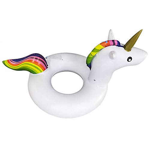 ZHKGANG Children's Unicorn Swimming Ring Thickening Pvc White Swimming Ring Water Inflatable Beach Swimming Pool,White-130 * 100 * 96cm