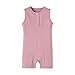 Teach Leanbh Baby Romper Cotton Sleeveless Button Down One Piece Jumpsuit Coverall 3-24 Months (12-18 Months, Fuchsia)
