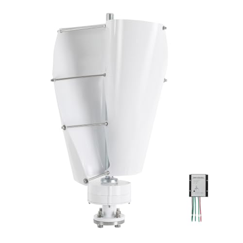 Éolienne verticale 100 W, IP67, avec contrôleur, éolienne en alliage d'aluminium, générateur de turbine éolienne pour la maison, les bateaux, les pavillons, les maisons mobiles (blanc et bleu, 24 V)