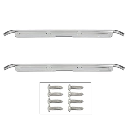 PIT66 Door Sill Plates Pair w/Hardware Compatible with Chevy GMC C10 C20 C30 K10 K20 K30 Truck 1967 1968 1969 1970 1971 1972 28864 Chrome Sill Plates Guards Accessories