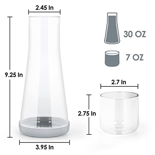 Quyimy Bedside Water Carafe Set including Glass, Lid, Tumbler for Nightstand Bedroom, Bath - Image 2