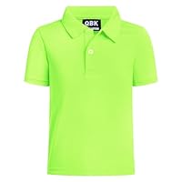 QBK Toddler to Youth Boys' Performance Polo Kids Collared Golf Shirt School Uniform (Neon Green S)