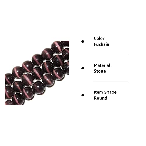 Jartc Beads For Energy Bracelets Yoga Bracelet Diy Bracelet Stone Beads Cat Eye Stone (6Mm, Fuchsia) #TOP4