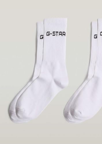 G-STAR Men's Cotton Blend Brand Logo Mid-Calf Athletic Crew Sock 2-Pack2