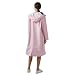 Freesmily Damen Stilvoller langer Regenmantel mit wasserdichter Regenjacke mit Kapuze (Rosa, L)