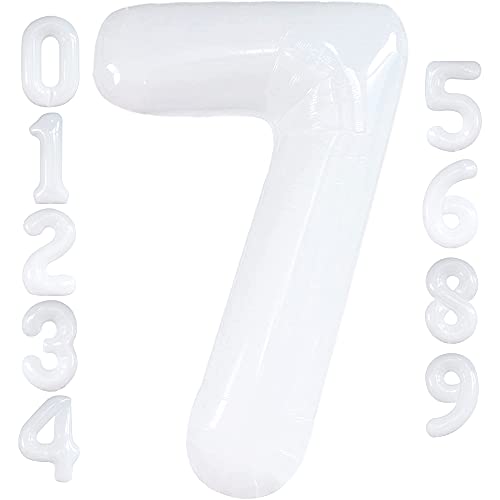 Image of KatchOn White Number 7 Balloon 40 Inch | 7th Birthday Balloon for 7th Birthday Decorations, 7 Balloons for Birthday, Number Balloons for Anniversary Decorations