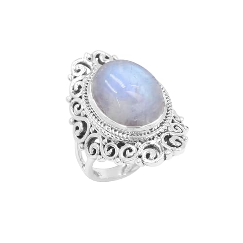 Bague Pierre de Lune Naturelle 10,25 ct en Argent Sterling Massif pour Femme