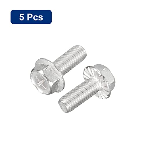 Image of uxcell M8x20mm Phillips Hex Head Flange Bolts, 5pcs 304 Stainless Steel Hexagon Phillips Flange Head Hex Bolts Machine Screws