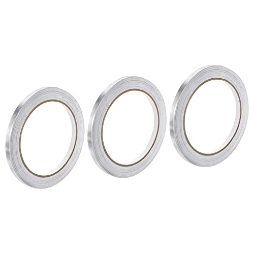 sourcing map Aluminum Foil Tape, 0.24 inch x 65ft Foil Tape (1.96 mil), High-Temperature HVAC Tape, Silver Tape Aluminum Tape for Ductwork, Dryer Vent, HVAC (Pack of 3)