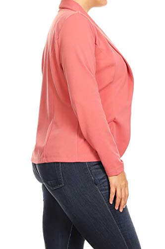 Plus Size Casual Solid Basic Long Sleeve Blazer Cardigan Jacket/Made In Usa Dusty Pink 3Xl #TOP2