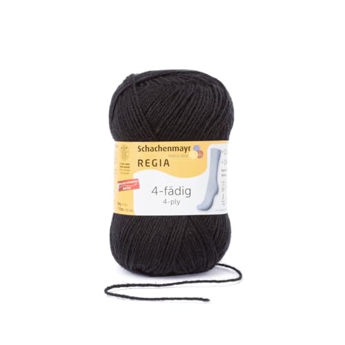 Schachenmayr REGIA 4-Fädig 50g - Farbe: Schwarz (02066) - 50 g / ca. 210 m Wolle