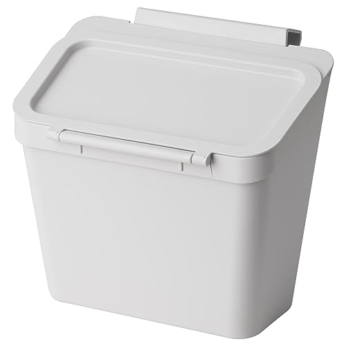 Ikeaa SKOLÄST Over-the-Door Hanging Waste Bin for Kitchen Cabinet, Light Grey, Polypropylene Plastic