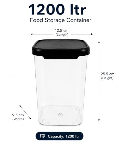 Image of Multi-Purpose Container, Transparent Kitchen Organizer Box, Airtight Dry Food Storage Jar for Rice, Flour, Snacks & Grocery Storage, BPA Free, Space Saving Design (4, 1200, Milliliters)