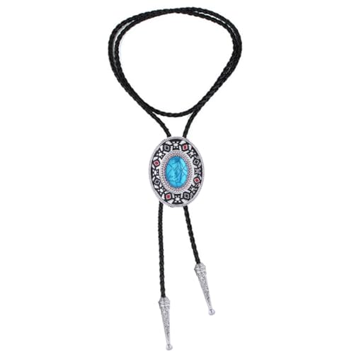 Image of Jeilwiy Bolo Tie for Men Western Cowboy Tie Necklace Gold Bolo Tie Leather Necktie Halloween Tie Accessories for Women