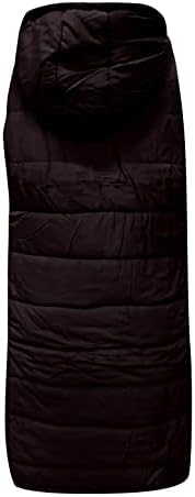 RODYETQQ Long Puffer Vest Women Winter Warm Quilted Sleeveless Jacket Zip Up Puffy Vest Fall Coat Stand Collar Hood Outerwear