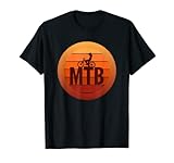 Vintage mountain biker silhouette sunset T-Shirt