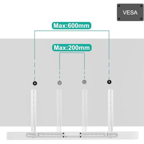 Image of WALI Sonos Arc TV Mount for Sonos Arc & Sonos Arc Ultra, Soundbar Mounting Bracket up to 22 lbs, 2 Installation Under or Above TV, Hidden Design, Hardware Kit Included, White (SON003T-W)