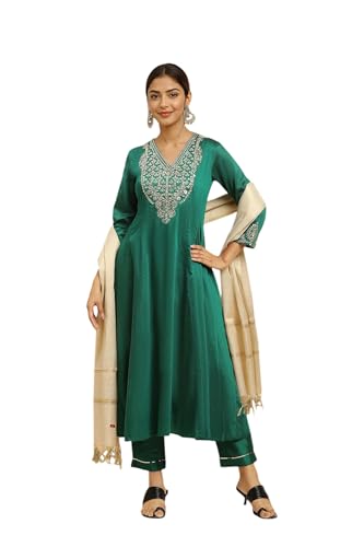 W for Woman Women Solid Rayon Kurta Pant With Dupatta Set