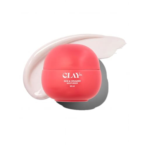 Image of Clayco Rice & Ceramide Moisturizer | Intense Hydration & Skin Barrier Repair | With Rice Extract, Multi-Ceramide Complex, Hyaluronic Acid, Vitamin B12, Aloe & Ginseng | Lightweight, Fast Absorbing & Brightening Face Cream for All Skin Types | 50ml