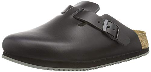 Birkenstock Boston Leder, Unisex-Erwachsene Clogs, Schwarz (Schwarz), 45 EU