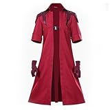 Men’s Devil Dante Cosplay Costume Adult Red Jacket Suit Halloween Cosplay Outfit (L)