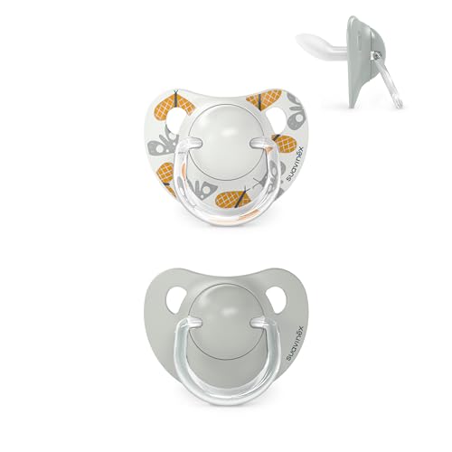 Suavinex, Pack de 2 Chupetes con Tetina Anatómica de Silicona SX Pro, para Bebés 6-18 Meses, Tetina más Plana y Flexible, Respeta el Desarrollo Bucodental, Walk Gris