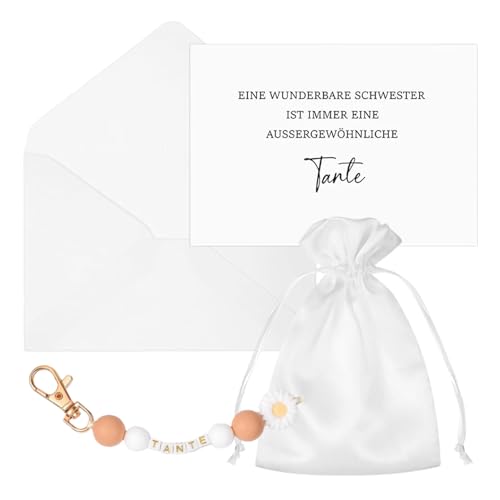Du Wirst Tante Schlüsselanhänger,Beste Tante Geschenk,Schwangerschaft Verkünden tante,Schwangerschaftsverkündung mit Umschlag Schmuckbeutel,Pregnancy Announcement für Beste Freundin Schwester