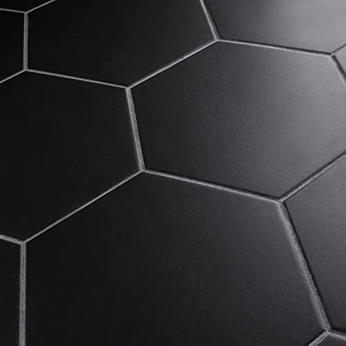 Somertile Apini Hex Matte Black 9" X 11" Porcelain Floor And Wall Tile #TOP7