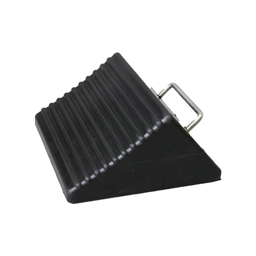 Shop Tuff Rubber Wheel Chock with Wide Handles, Curved Surface, and Resistant to Slip Design for Automotives, Wheel Immobilizers, and Chocks, Black
